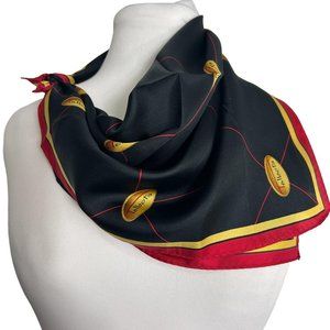 Vintage Talbots Silk Scarf Navy Blue Red Spell Out 21" Square Rolled Hem